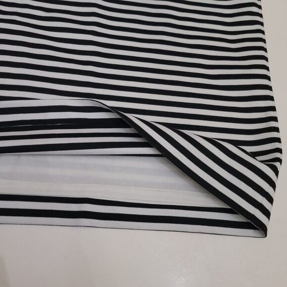 Horizontal Stripe Black White Skirt XL 18 Inch Waist Midi Knee Length - Picture 2 of 5